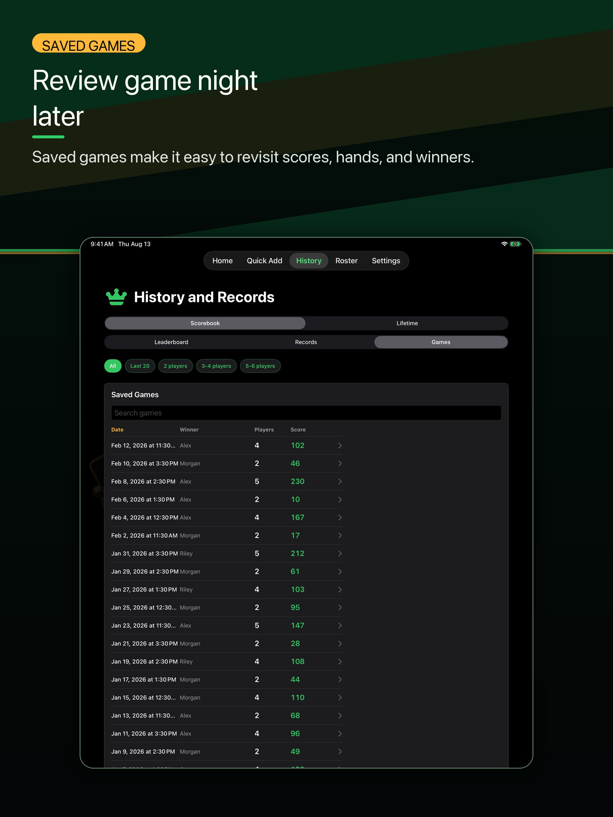 Kings iPad history screenshot